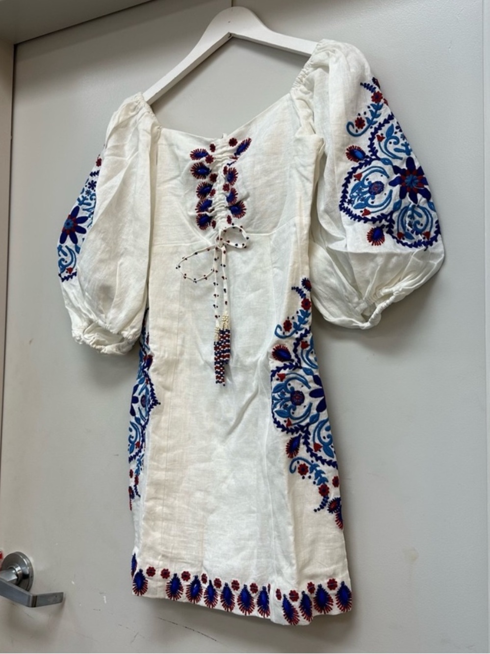 FARM Rio Off-White Navy Embroidery Mini Dress S - Picture 4 of 15